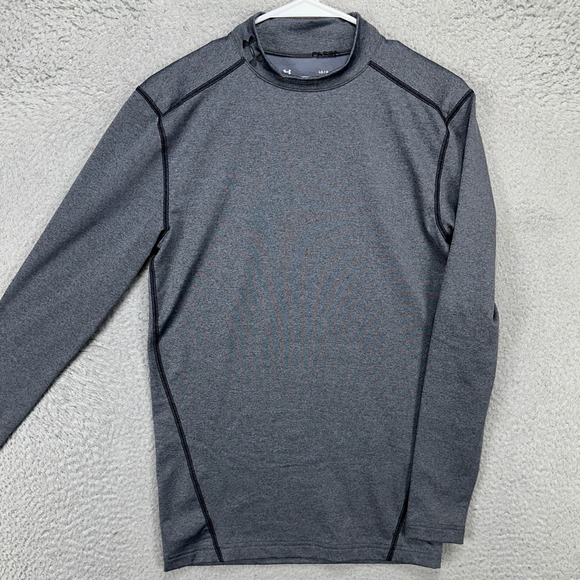 Under Armour Cold Gear Shirt Compression Mens Large Gray Long Sleeve Fitted Logo